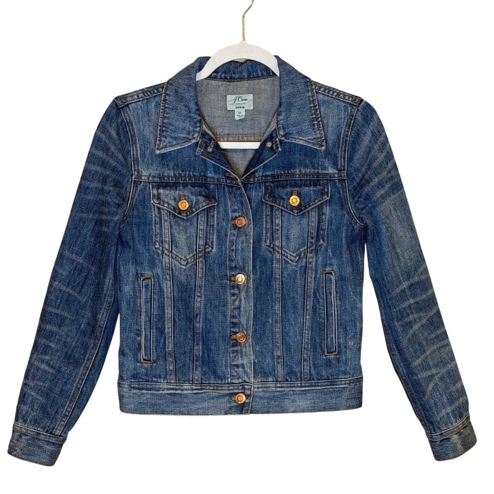 J.Crew Vintage Denim Jacket XS Classic Trucker Style - Picture 2 of 5